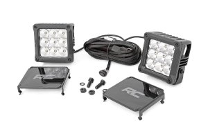 LED Light Pods - Pair - Rough Country - 4 Inch Chrome Series - Chrome